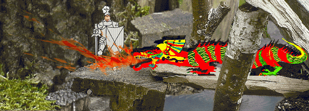 Prinz mit magischem Schwert und Drachen