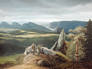 Carl Robert Kummer, Zwei Wanderer in der Sächsischen Schweiz, um 1830 Öl auf Lw., Städtische Galerie Dresden, Foto K.G.Brandler