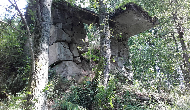 Zerstörte Brücke an der Wda