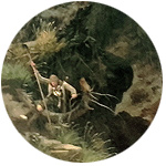 Eine alte Kulturtechnik: Wandern. K. E. Biermann, Wetterhorn, 1830, Öl auf Leinwand, Ausschnitt. Derzeit in der Ausstellung "Wanderlust" in der NG Berlin zu sehen!