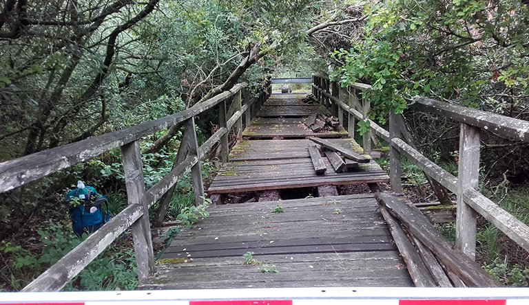 Außerhalb vom NP: am Lanckener Torfmoor darf bald die Brücke mit Asphalt esetzt werden...