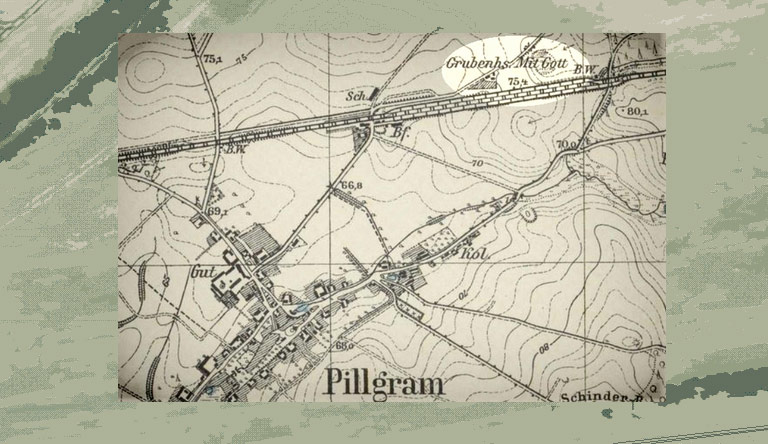  „Grube Mit Gott“ und Grubenbeamtenhaus 1937 (Karte vom Blog der Kirchengemeinde Pillgram, Geschichte)
